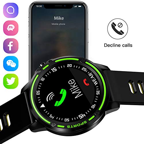 Smartwatch Padgene Reloj Inteligente IP68 Impermeable Bluetooth con Múltiples Deportes, Pulsómetro, Monitor de Sueño, Notificación de Llamada y Mensaje para Android e iOS (Negro Amarillo)