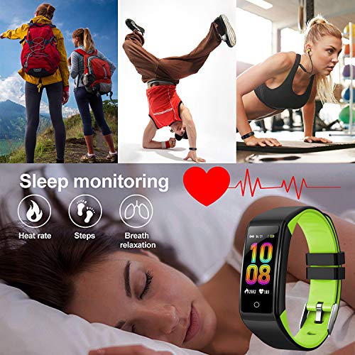 Smartwatch, Reloj Inteligente Impermeable IP68 para Hombre Mujer niños,Pulsera de Actividad Inteligente con 14 Modos de Deporte,con Pulsómetro,Blood Pressure,Sueño,Podómetro,para Android y iOS (Verde)