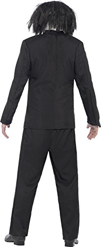 Smiffys-20493L Licenciado Oficialmente Disfraz de Saw Jigsaw, con Careta, Americana, Camisa y Falso Chaleco, Color Negro, L-Tamaño 42"-44" (Smiffy'S 20493L)