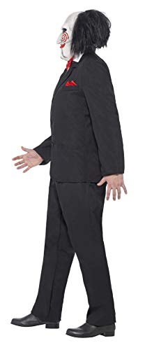 Smiffys-20493L Licenciado Oficialmente Disfraz de Saw Jigsaw, con Careta, Americana, Camisa y Falso Chaleco, Color Negro, L-Tamaño 42"-44" (Smiffy'S 20493L)