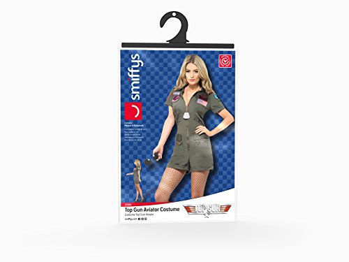 Smiffys-27084M Licenciado Oficialmente Disfraz de Aviador de Top Gun, con Mono y Gafas de Sol, Color Verde, M-EU Tamaño 40-42 (Smiffy'S 27084M)