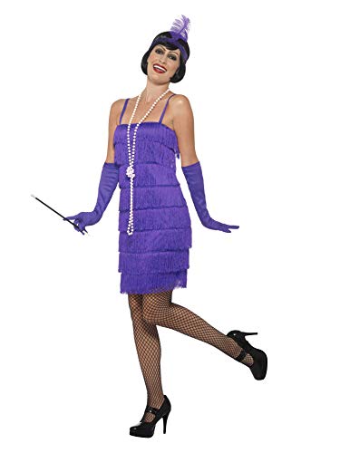 Smiffy'S 45500L Disfraz De Chica Años 20 Con Vestido Corto, Diadema Y Guantes, Púrpura, L - Eu Tamaño 44-46