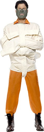 Smiffy's Aníbal Naranja del traje de mono y con camisa de fuerza máscara medio