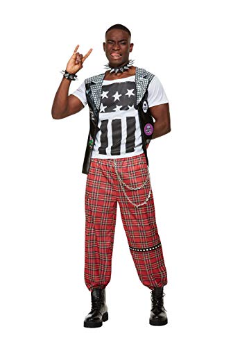 Smiffys Costume Disfraz de punk rockero, color rosso, XL-Size 46"-48" (70048XL)