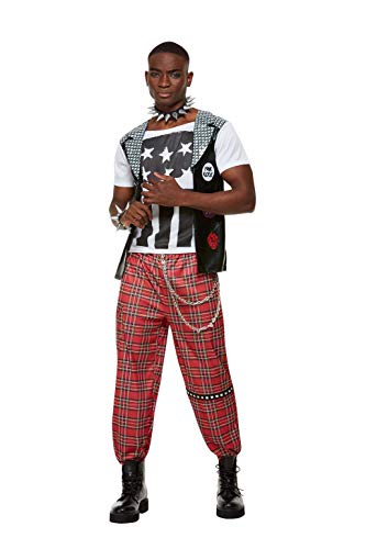 Smiffys Costume Disfraz de punk rockero, color rosso, XL-Size 46"-48" (70048XL)
