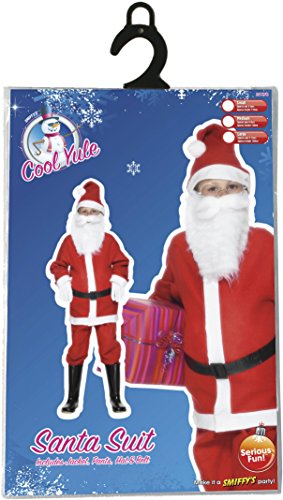 Smiffy's- Disfraz Infantil de Papá Noel, Rojo, con Chaqueta, pantalón, Gorro y cinturón, Color, 10-12 años (21478L)