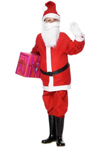 Smiffy's- Disfraz Infantil de Papá Noel, Rojo, con Chaqueta, pantalón, Gorro y cinturón, Color, 10-12 años (21478L)