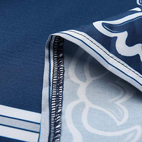 SMILEQ Vestido de Mujer Falda con Estampado Floral con Cuello en V Vintage Boho sin Mangas Tallas Grandes Vestido Largo Largo Suelto (L, Armada)