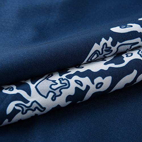 SMILEQ Vestido de Mujer Falda con Estampado Floral con Cuello en V Vintage Boho sin Mangas Tallas Grandes Vestido Largo Largo Suelto (L, Armada)