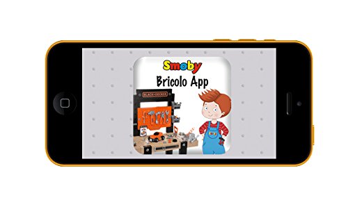 Smoby-Black + Decker Black & Decker-Bricolo Center Taller Banco Herramientas Infantil-función Clavo Sube y Baja-más de 90 Piezas-Incluye Coche para Construir 360701, Color Negro y Rojo