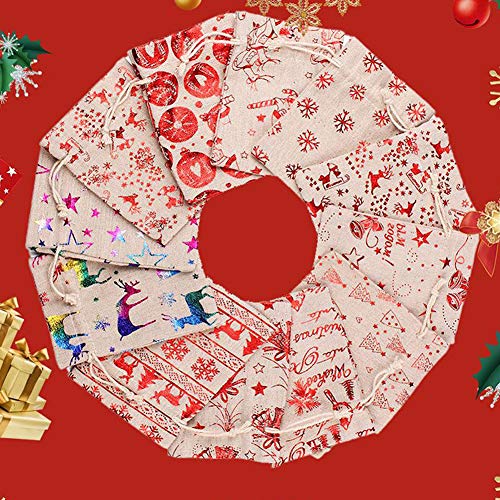 Smosyo Embrague NavideñO Bolsas De Regalo con CordóN De Lino Calendario De Adviento NavideñO para JoyeríA Regalo Boda Viaje DecoracióN NavideñA