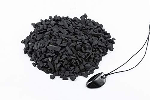 SN NATURSTEIN UG - Piedras Shungit 500g + Colgante con Piedra | Gema y piedra curativa originaria de Carelia - Protección contra radiación EMF