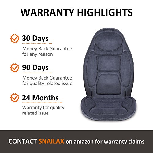 SNAILAX Almohadilla calefactora cubierta de asiento de automóvil universal de 12 V, 6 motores vibrantes y 3 cojines de terapia de calentamiento, masaje para el automóvil, oficina en casa SL262P-ES