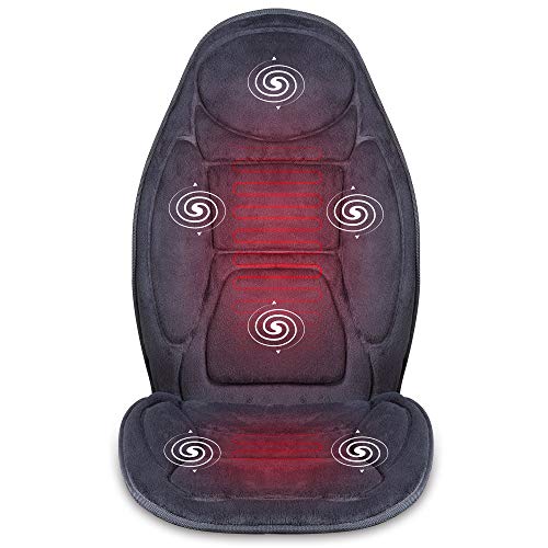 SNAILAX Almohadilla calefactora cubierta de asiento de automóvil universal de 12 V, 6 motores vibrantes y 3 cojines de terapia de calentamiento, masaje para el automóvil, oficina en casa SL262P-ES