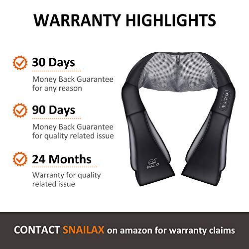 SNAILAX Masajeador de cuello inalámbrico - Masajeador para masaje térmico de hombros y cuello, cuello y espalda, cintura, pie, almohada de masaje eléctrica SL632NC