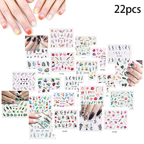 Snner 22 Hojas CalcomaníAs De Arte De UñAs Pegatina De Transferencia De Agua DIY Consejos De Arte De UñAs Lindas Pegatinas CalcomaníAs Manicura UñAs Arte Suministros Para NiñAs
