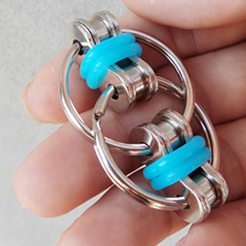 SNOWINSPRING Cadena de DescompresióN Juguete Cadena de Bicicleta Llavero de Metal el Juguete Es Adecuado para Adultos y Ni？Os Cadena de DescompresióN Azul