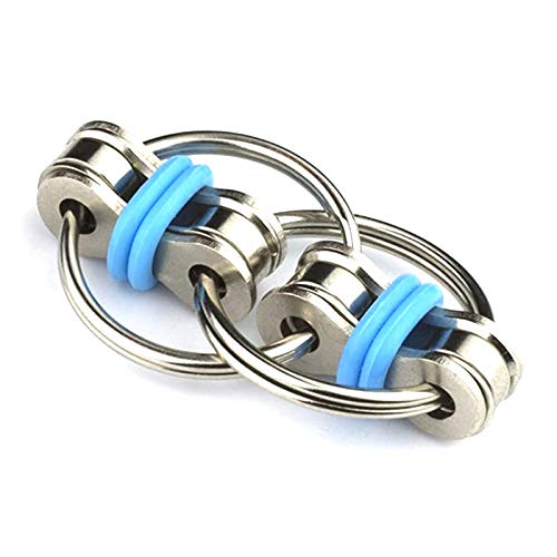 SNOWINSPRING Cadena de DescompresióN Juguete Cadena de Bicicleta Llavero de Metal el Juguete Es Adecuado para Adultos y Ni？Os Cadena de DescompresióN Azul