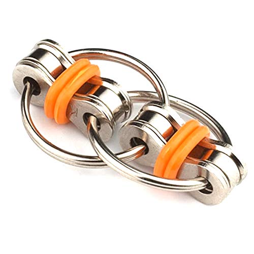 SNOWINSPRING Cadena de DescompresióN Juguete Cadena de Bicicleta Llavero de Metal el Juguete Es Adecuado para Adultos y Ni？Os Cadena de DescompresióN Naranja