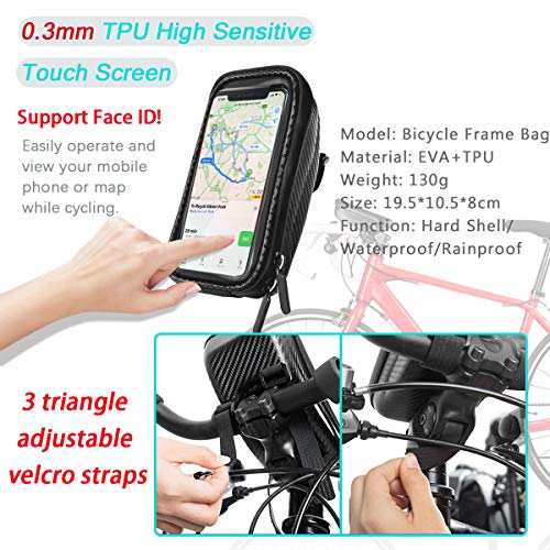 Snowpea Bolsa Manillar Bici Impermeable Bolsa Tubo Bicicleta con Pantalla Táctil Bolsa Marco Bicicleta Bolsa Movil Bici para iPhone XS MAX/XR/X/8Plus Samsung S9/S8 hasta 6,7'' Smartphone