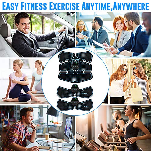 SNUNGPHIR Electroestimulador Muscular Abdominales, EMS Estimulador Muscular Abdominales Cinturón, ABS Estimulador Muscular para Bdomen/Brazo/Piernas/Glúteos, Carga USB