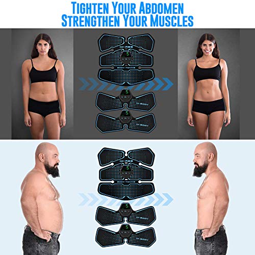SNUNGPHIR Electroestimulador Muscular Abdominales, EMS Estimulador Muscular Abdominales Cinturón, ABS Estimulador Muscular para Bdomen/Brazo/Piernas/Glúteos, Carga USB