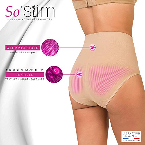 So Slim – Braga reductora para mujer – Diario/noche – Funda reductora – anticelulitis reafirmante y efecto push up – Tecnología francesa Cosméto Ceremic duna L
