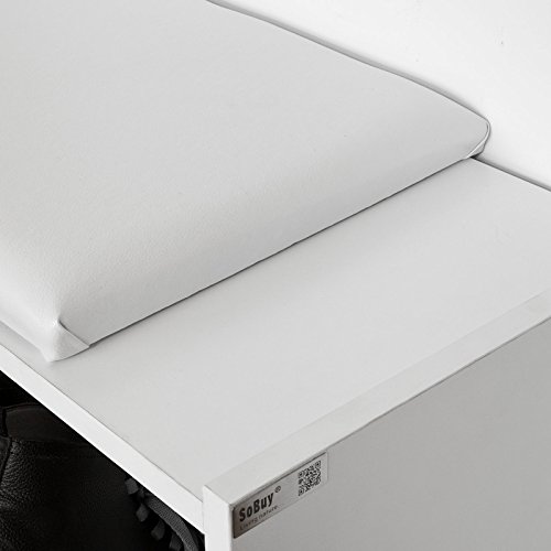 SoBuy Armario Zapatero, Taburete, Puff Caja, Banco, Estantería para Zapatos, Chifonier, FSR16-W, ES (Zapatero)