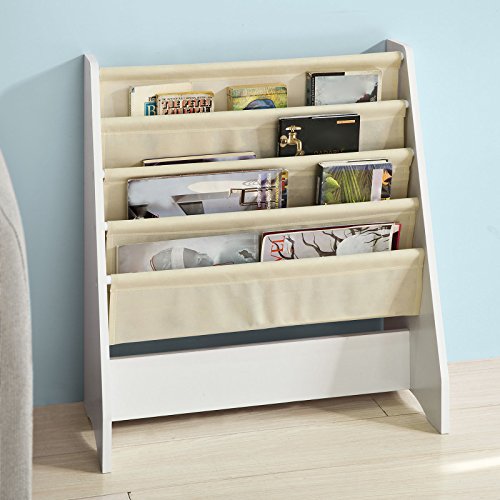 SoBuy Librería Infantil para Niños con 4 Estanterías, Estantería Estándar Infantil,Blanco/Beige,H71cm, FRG225-W,ES