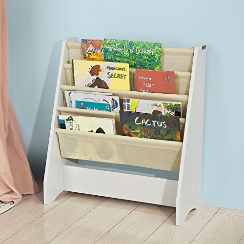 SoBuy Librería Infantil para Niños con 4 Estanterías, Estantería Estándar Infantil,Blanco/Beige,H71cm, FRG225-W,ES