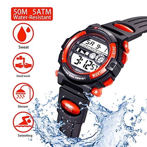 Socico Niños Digital Relojes para Niños Niñas Deportes–5 ATM Reloj Deportivo Impermeable al Aire Libre con Alarma Cronómetro,Relojes de Pulsera Electrónicos para Niños.