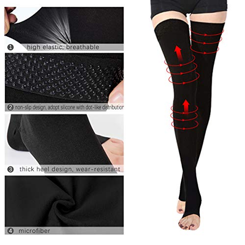 Sockspark - Medias de compresión con liguero para mujeres y hombres, 20-30 mmHg, compresión en caso de edema postoperatorio, venas varicosas, ideal para llevar en vuelos, senderismo o a correr