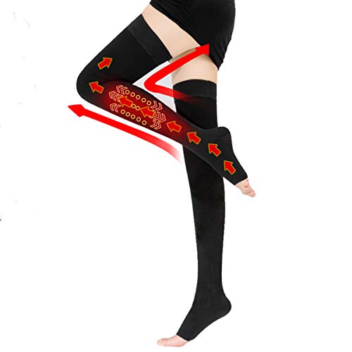 Sockspark - Medias de compresión con liguero para mujeres y hombres, 20-30 mmHg, compresión en caso de edema postoperatorio, venas varicosas, ideal para llevar en vuelos, senderismo o a correr