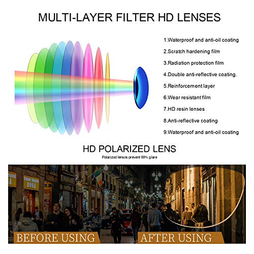 SODQW Clásico HD Gafas de Visión para Conduccion Nocturna Hombre Mujer Polarizadas Lente Amarilla Anti Reflectante - 100% UVA/UVB Protección (Marco Dorado Lente Amarilla)