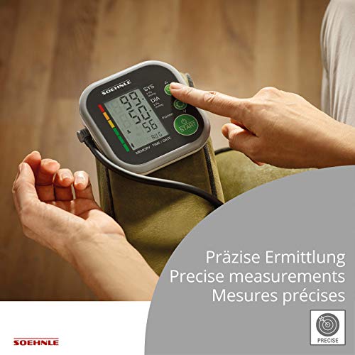 SOEHNLE Systo Monitor 200 - Tensiometro de brazo, ritmo cardiaco, presion arterial, color blanco y gris