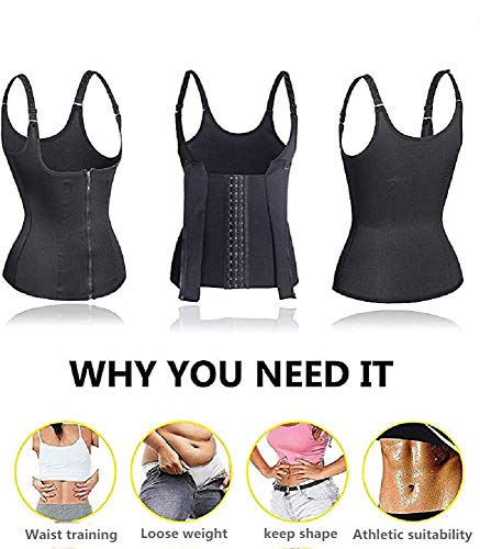 SOFIT Fajas Reductoras Corset Mujer Cincher Bustiers Corsé Adelgazantes Compresion para Entrenamiento Deporte Chaleco de Sudor (L, Negro)