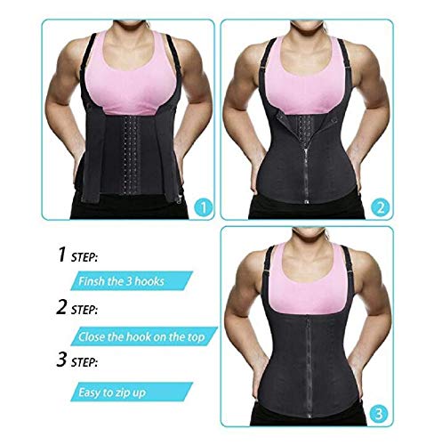 SOFIT Fajas Reductoras Corset Mujer Cincher Bustiers Corsé Adelgazantes Compresion para Entrenamiento Deporte Chaleco de Sudor (L, Negro)