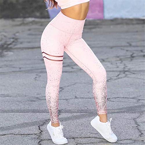 SOFTDUPANTS Leggings de Mujer sin Estampado de lámina metálica Transparente Leggings Ejercicio Fitness Patchwork Push Up Pantalones Black with Gold S
