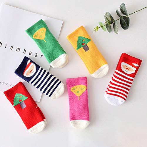SOIMISS 6 Pares de Calcetines Navideños Calcetines de Zapatillas Súper Suaves Calcetines Cálidos de Invierno para Niños Niñas para Niños Niñas 0-1 Años