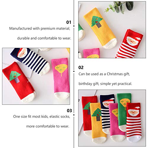 SOIMISS 6 Pares de Calcetines Navideños Calcetines de Zapatillas Súper Suaves Calcetines Cálidos de Invierno para Niños Niñas para Niños Niñas 0-1 Años