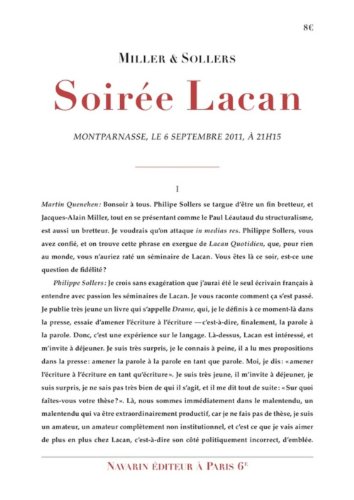 Soiree lacan. (LETTRES À L'OPINION ÉCLAIRÉE)