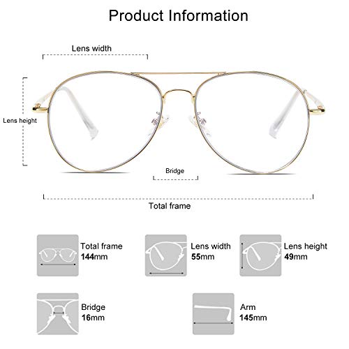 SOJOS Gafas de Sol de Metal Clásico Marco del Espejo Lente Con las Bisagras del Resorte SJ1030 Con Marco Dorado/Lentes Transparentes