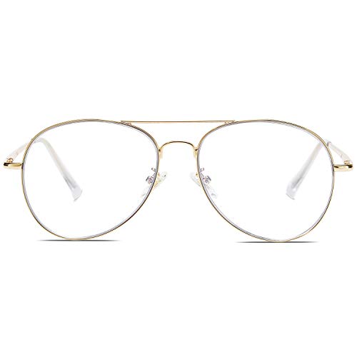 SOJOS Gafas de Sol de Metal Clásico Marco del Espejo Lente Con las Bisagras del Resorte SJ1030 Con Marco Dorado/Lentes Transparentes