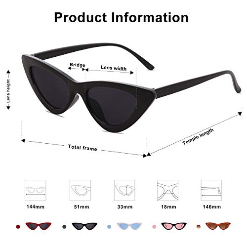 SOJOS Gafas De Sol Mujer Ojo De Gato Moda Chic Super Cat Eye SJ2044 Marco Negro/Lente Gris