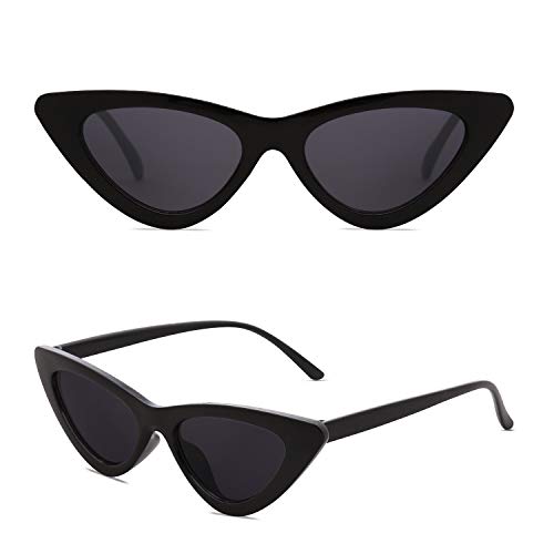 SOJOS Gafas De Sol Mujer Ojo De Gato Moda Chic Super Cat Eye SJ2044 Marco Negro/Lente Gris