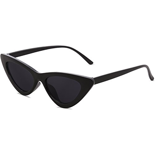 SOJOS Gafas De Sol Mujer Ojo De Gato Moda Chic Super Cat Eye SJ2044 Marco Negro/Lente Gris