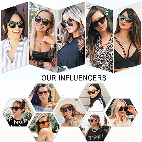 SOJOS Gafas De Sol Ojos de Gato Retro Polarizado Moderno Para Mujer SJ2115 Bella Con Marco Negro&Carey/Lente Gris Gradiente