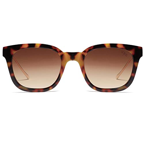 SOJOS Gafas De Sol Unisex Hombre Mujer Clásico Cuadrado Polarizado SJ2050 Con Marco Carey/Lente Café Polarizado