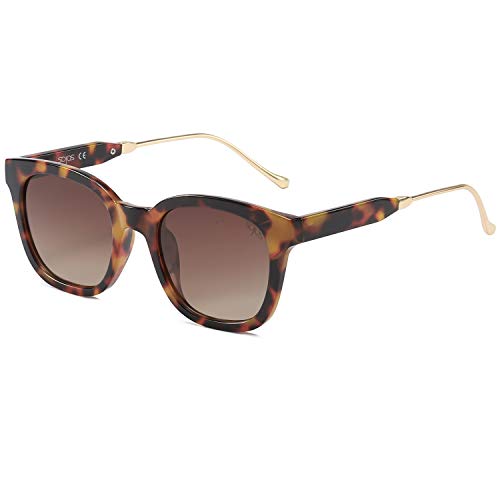 SOJOS Gafas De Sol Unisex Hombre Mujer Clásico Cuadrado Polarizado SJ2050 Con Marco Carey/Lente Café Polarizado