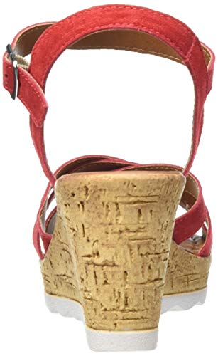 s.Oliver 5-5-28301-24, Sandalia con Pulsera para Mujer, Pintalabios Rojo Suede 540, 41 EU